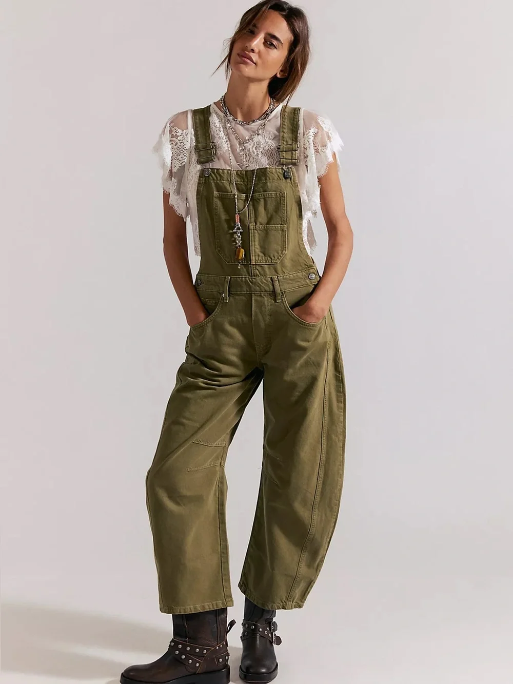 Free People Good Luck Barrel Overalls